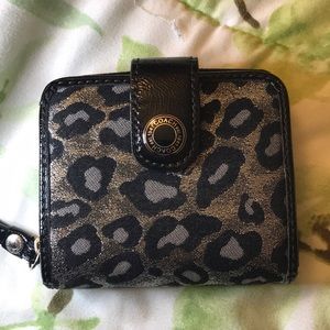 Coach Ocelot Wallet Black and Silver Leopard Print